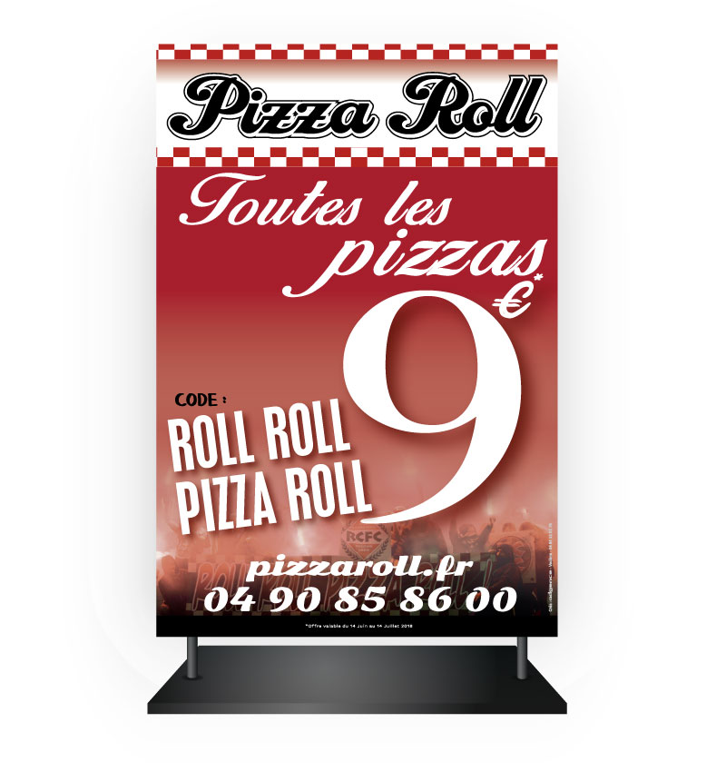 Abribus publicitaire Pizza Roll