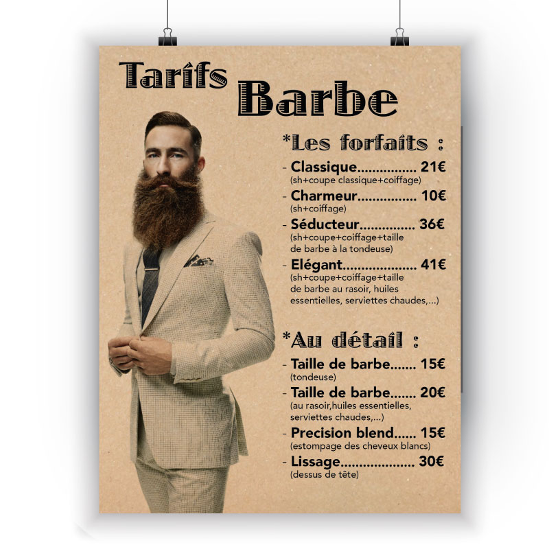 Tarif barbe coiffure Hairboutik