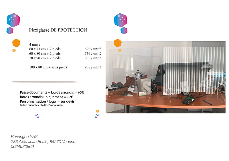 Dispositif de sécurité Vitre de Protection en Plexiglas Hygiaphone Livré avec 2 Pieds pour Supports Dimensions 100 X 72 cm 