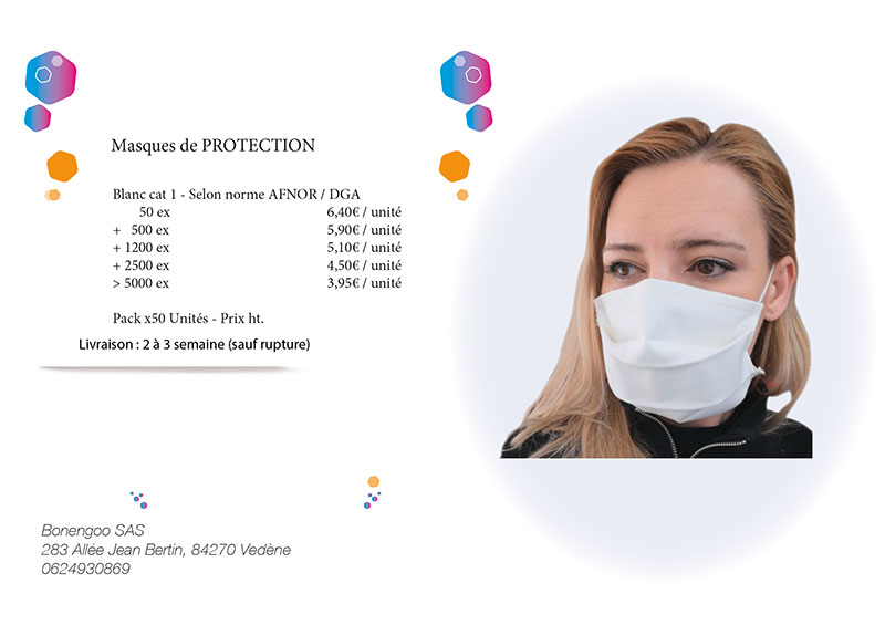 Tarifs masque AFNOR DGA - Protection COVID 19